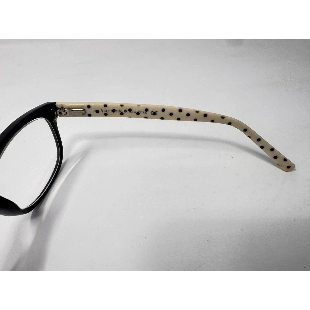 Kate Spade Tattie BY20 Eyeglass Frames Only 51-17-135 Black Cream Polka Dot Case